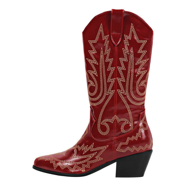 Embroidery Chunky Heel Fashion Western Boots