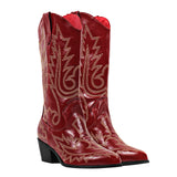 Embroidery Chunky Heel Fashion Western Boots