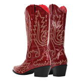 Embroidery Chunky Heel Fashion Western Boots