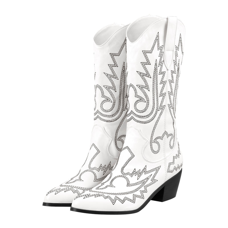 Embroidery Chunky Heel Fashion Western Boots