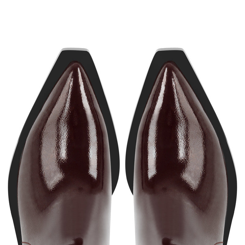 Pointed Toe Patent Leather Ankle Boots