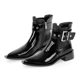 Pointed Toe Patent Leather Ankle Boots