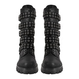 Round Toe Multi Buckle Strap Boots