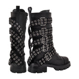 Round Toe Multi Buckle Strap Boots