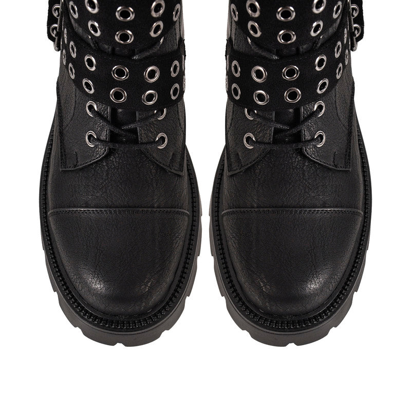 Round Toe Multi Buckle Strap Boots