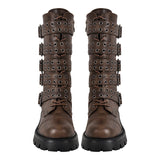 Round Toe Buckle Strap Boots