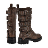 Round Toe Buckle Strap Boots