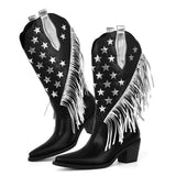 Star Fringe Mid-Calf Cowboy Boots