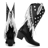 Star Fringe Mid-Calf Cowboy Boots