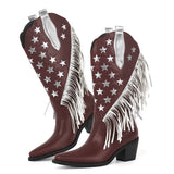 Star Fringe Mid-Calf Cowboy Boots