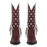 Star Fringe Mid-Calf Cowboy Boots