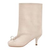 Bow Ankle Square Toe Stiletto Tabi Boots