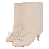 Bow Ankle Square Toe Stiletto Tabi Boots