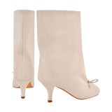 Bow Ankle Square Toe Stiletto Tabi Boots