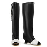 Zipper Peep Toe Shaped Heel Knee High