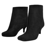 Suede Ankle Stiletto Tabi Boots Square Toe