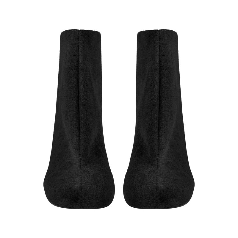 Suede Ankle Stiletto Tabi Boots Square Toe