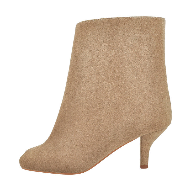 Suede Ankle Stiletto Tabi Boots Square Toe