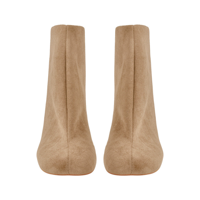 Suede Ankle Stiletto Tabi Boots Square Toe