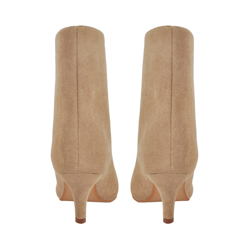 Suede Ankle Stiletto Tabi Boots Square Toe