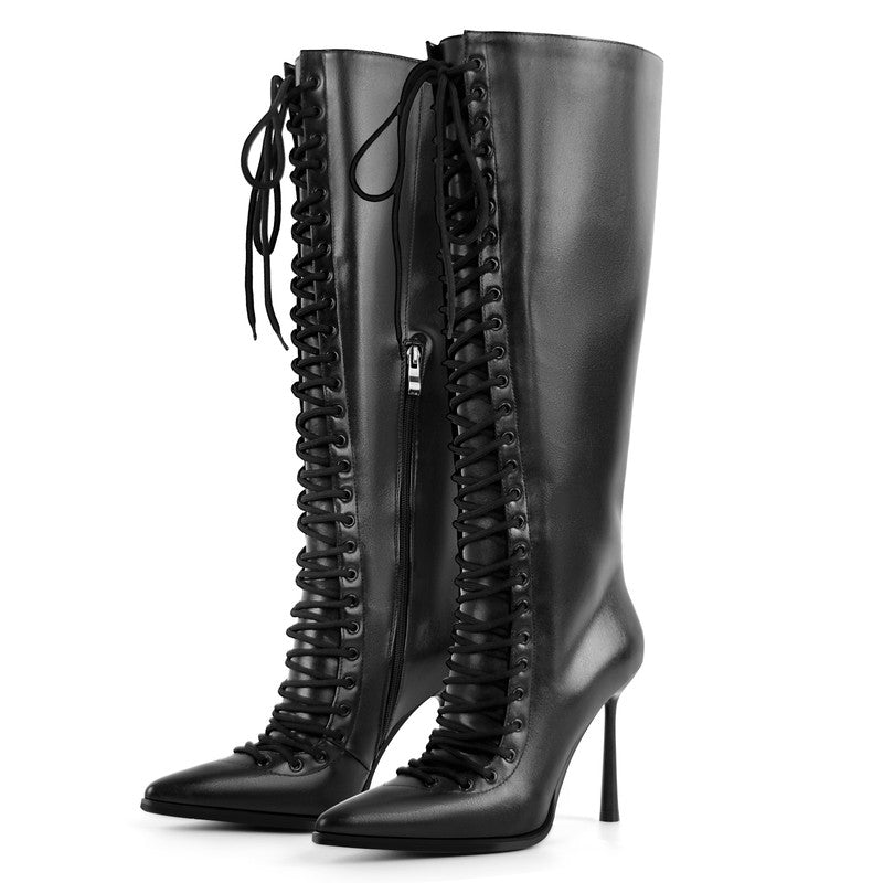 Pointed Toe Strap Stiletto High Heels Boots