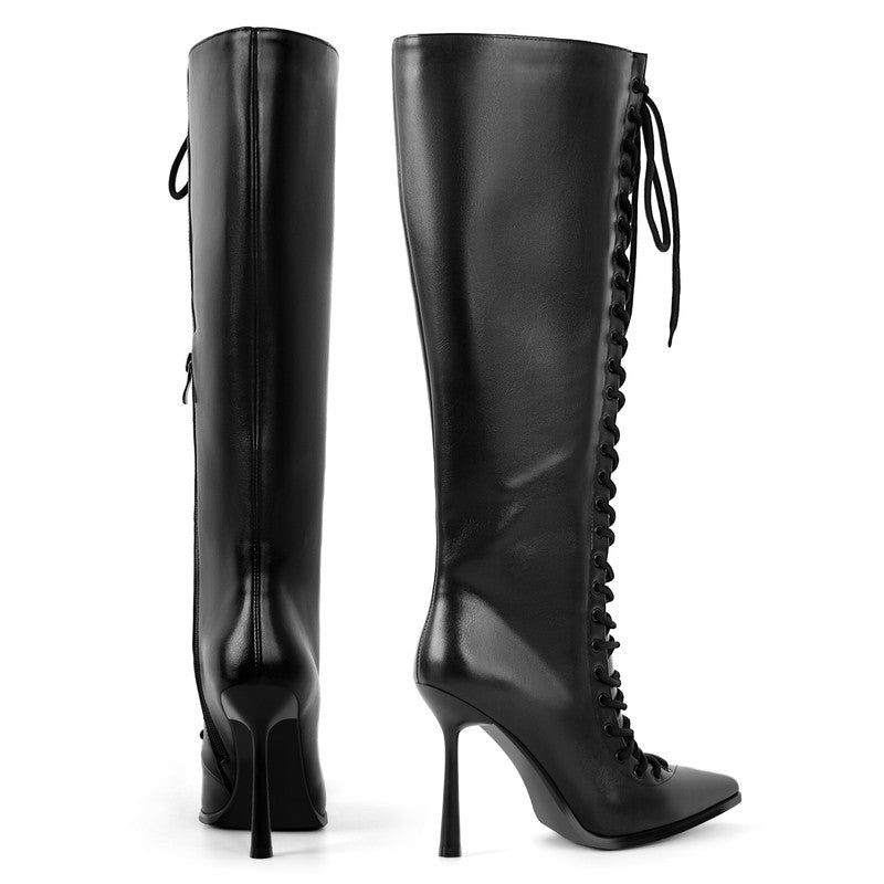 Pointed Toe Strap Stiletto High Heels Boots